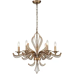 6-Light Vintage Candle Style Chandelier Crystal Beads