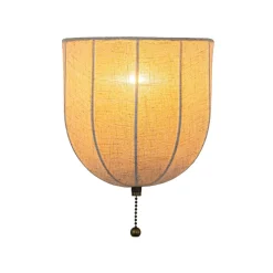 1-Light Vintage Natural Fabric Linen Cage Wall Sconce