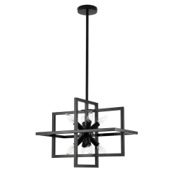 8-Light Vintage Sputnik Black Open Square Lantern Pendant