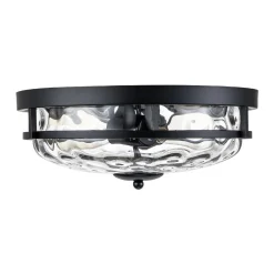 2-Light Water Glass Round Flush Mount Ceiling Light