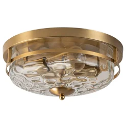 2-Light Water Glass Round Flush Mount Ceiling Light