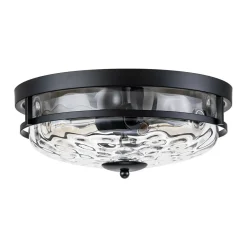 2-Light Water Glass Round Flush Mount Ceiling Light