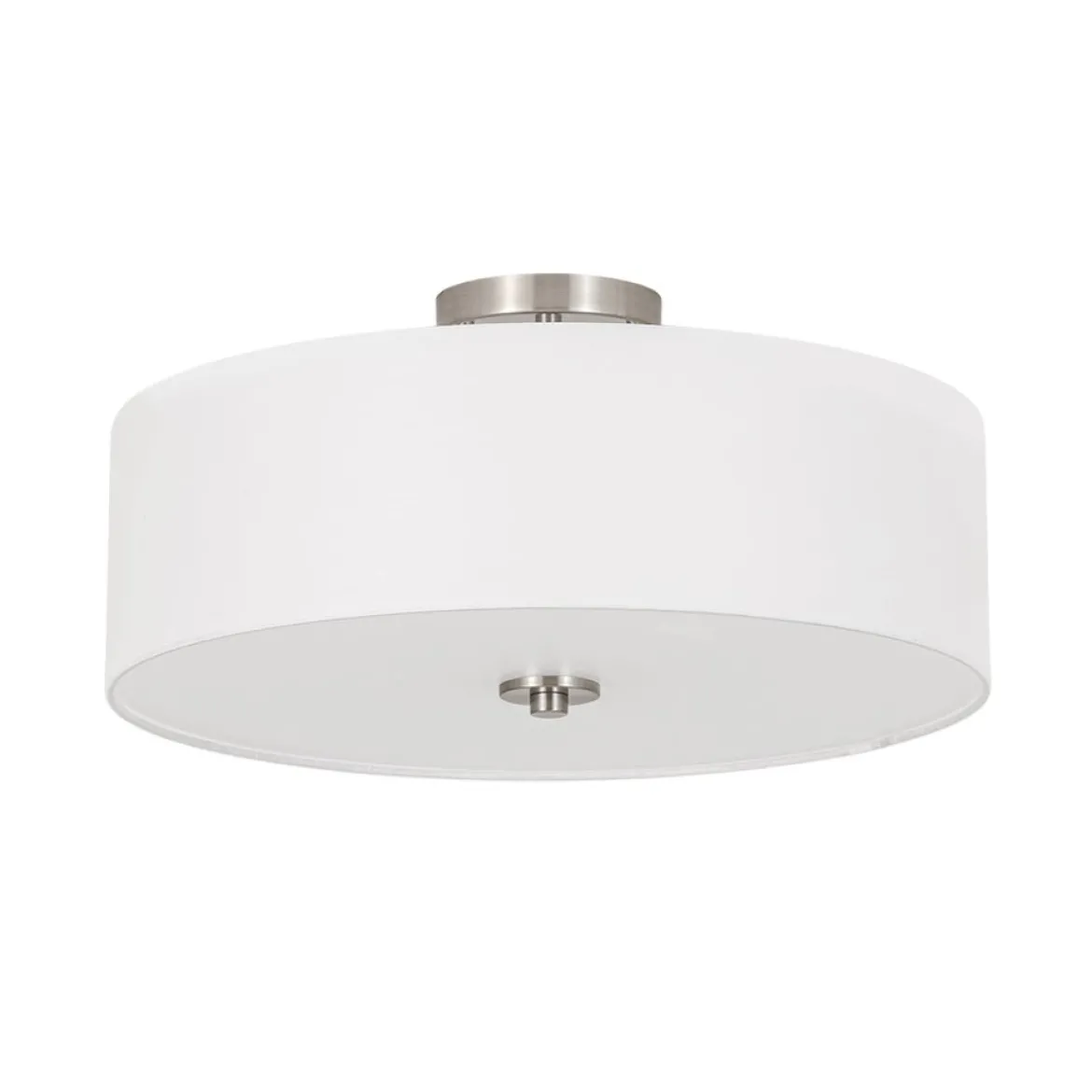 4-Light White Linen Round Drum Semi Flush Mount