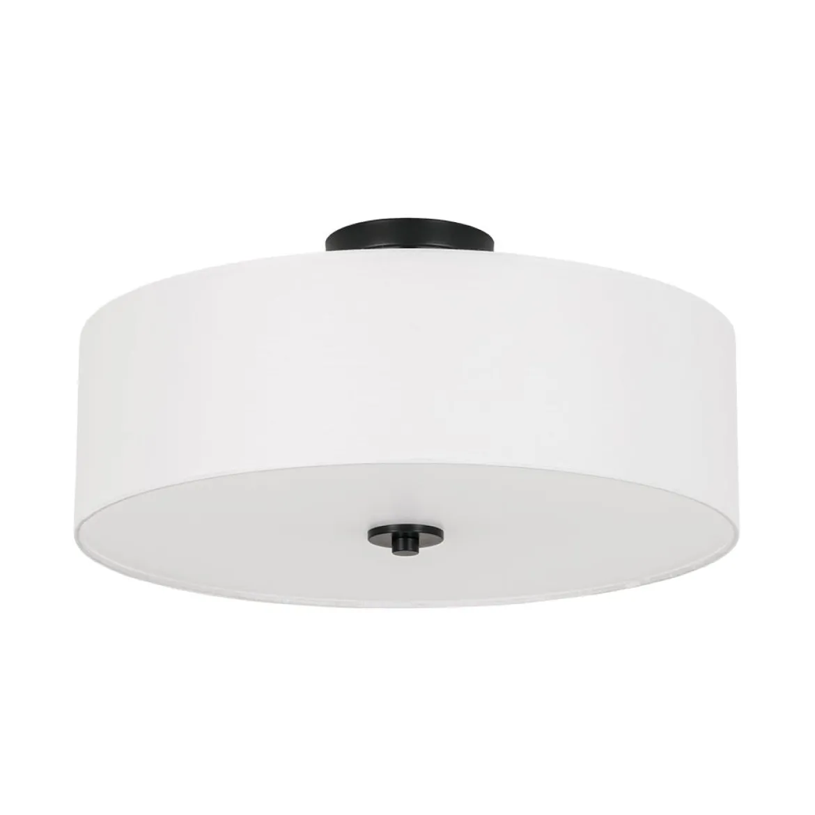 4-Light White Linen Round Drum Semi Flush Mount