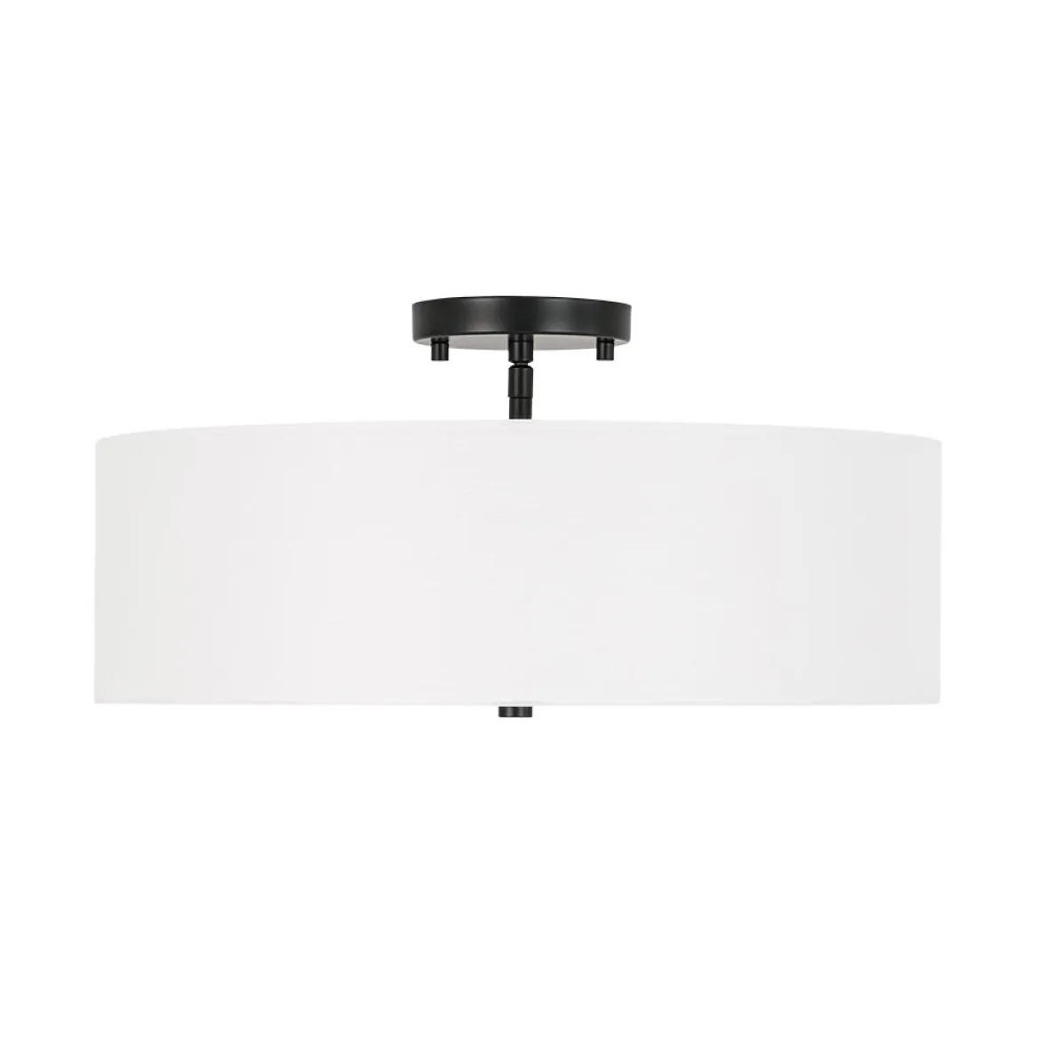 4-Light White Linen Round Drum Semi Flush Mount
