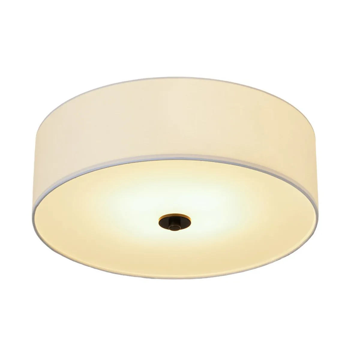 4-Light White Linen Round Drum Semi Flush Mount