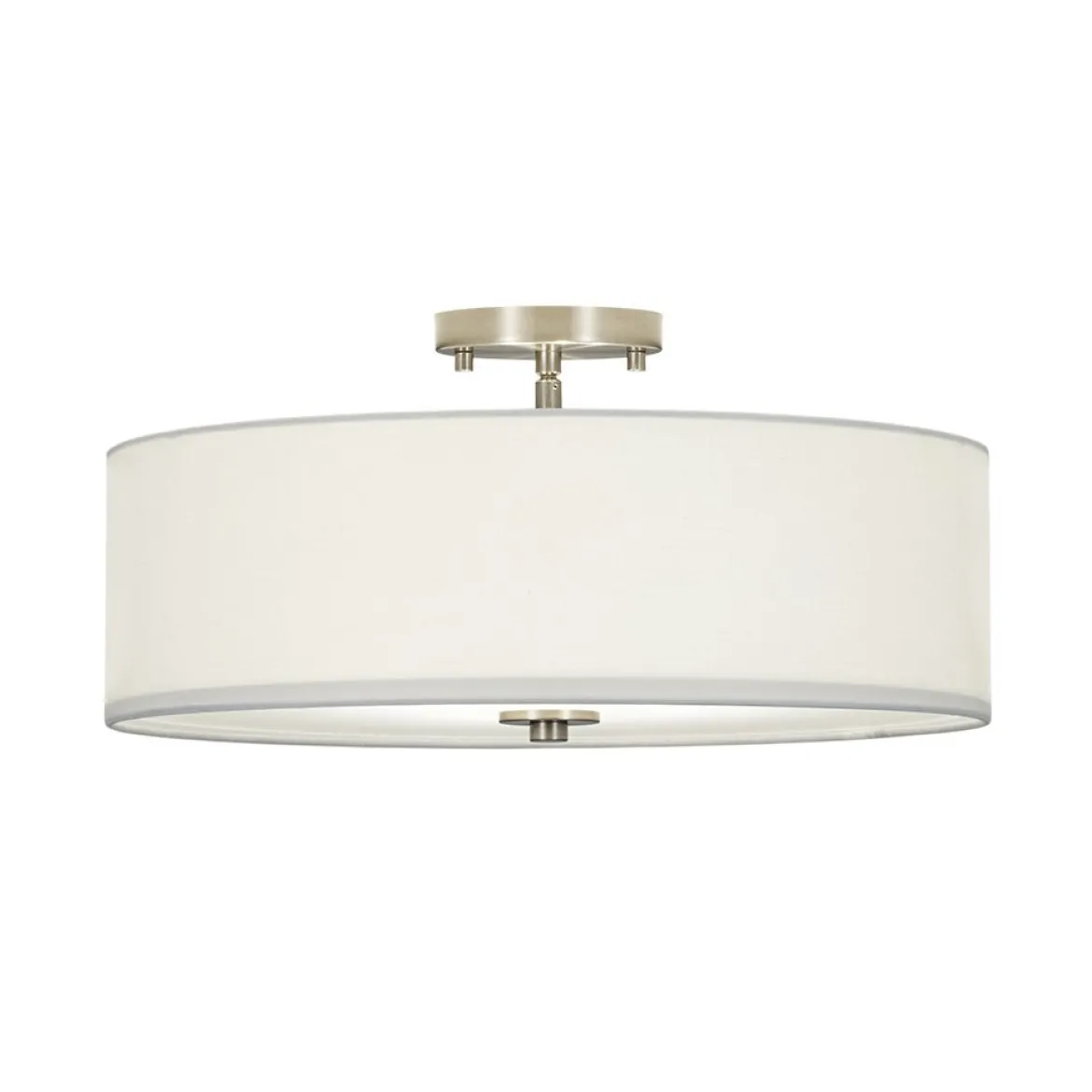 4-Light White Linen Round Drum Semi Flush Mount