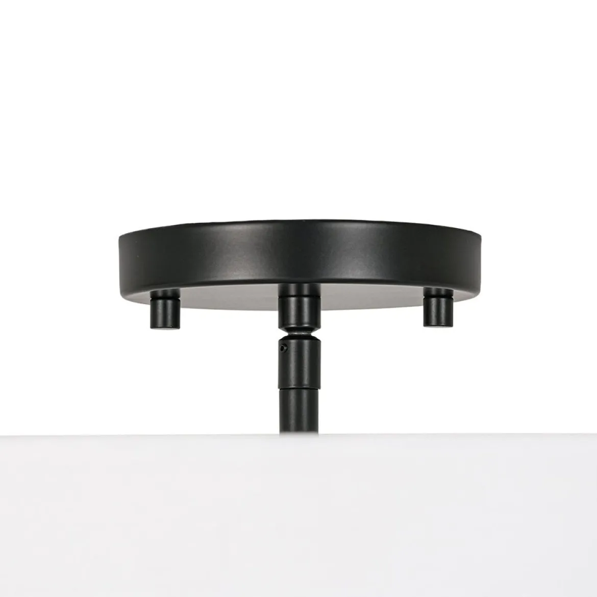 4-Light White Linen Round Drum Semi Flush Mount