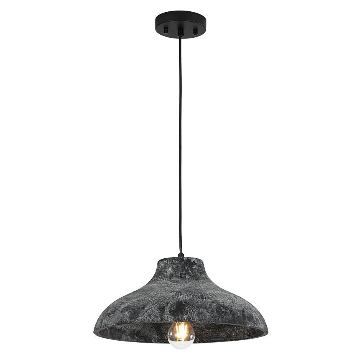 Limed Style Dome Distressed Wooden Single Pendant