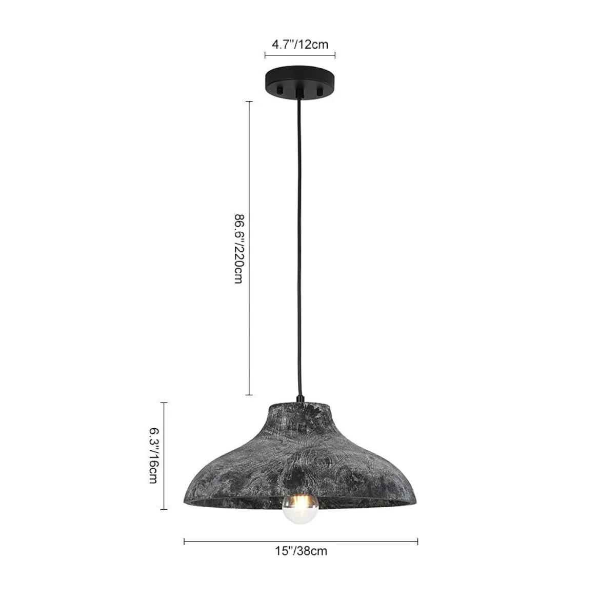 Limed Style Dome Distressed Wooden Single Pendant