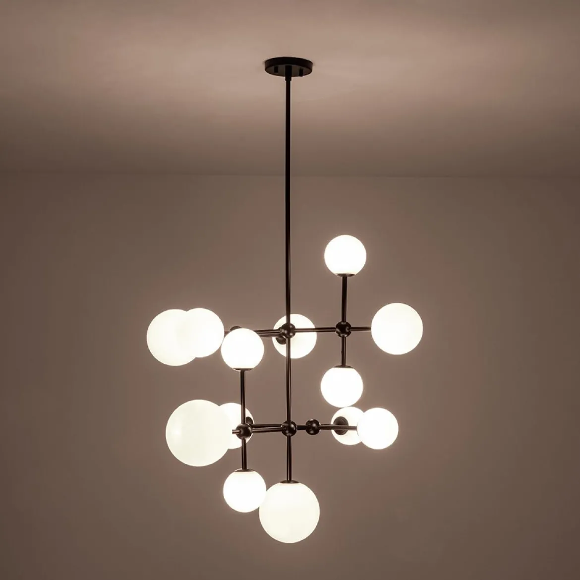 Luminous Opal Glass Globe Geometric Bubble Chandelier