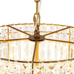 Luxe Antique Bronze Tiered Crystal Drum Cage Chandelier