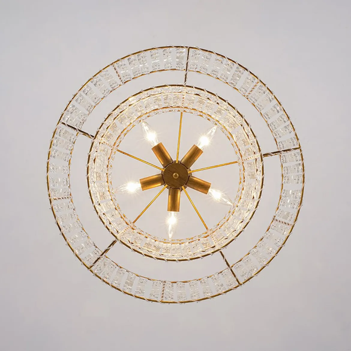 Luxe Antique Bronze Tiered Crystal Drum Cage Chandelier