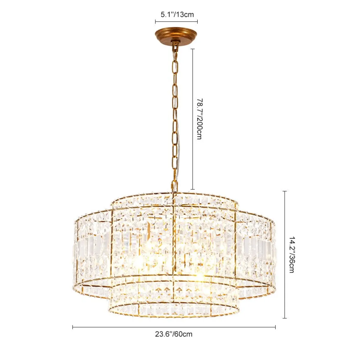 Luxe Antique Bronze Tiered Crystal Drum Cage Chandelier