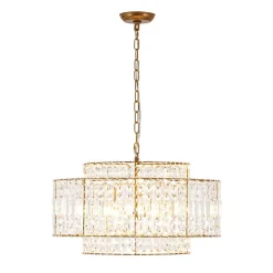 Luxe Antique Bronze Tiered Crystal Drum Cage Chandelier