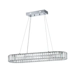 Luxe Chrome Crystal Dimmable LED Oval Halo Island Pendant