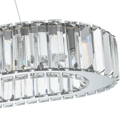 Luxe Chrome Crystal Dimmable LED Oval Halo Island Pendant