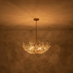 Luxe Gold Crystal Blossom Floral Basket Chandelier