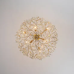 Luxe Gold Crystal Blossom Floral Basket Chandelier