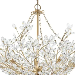 Luxe Gold Crystal Blossom Floral Basket Chandelier