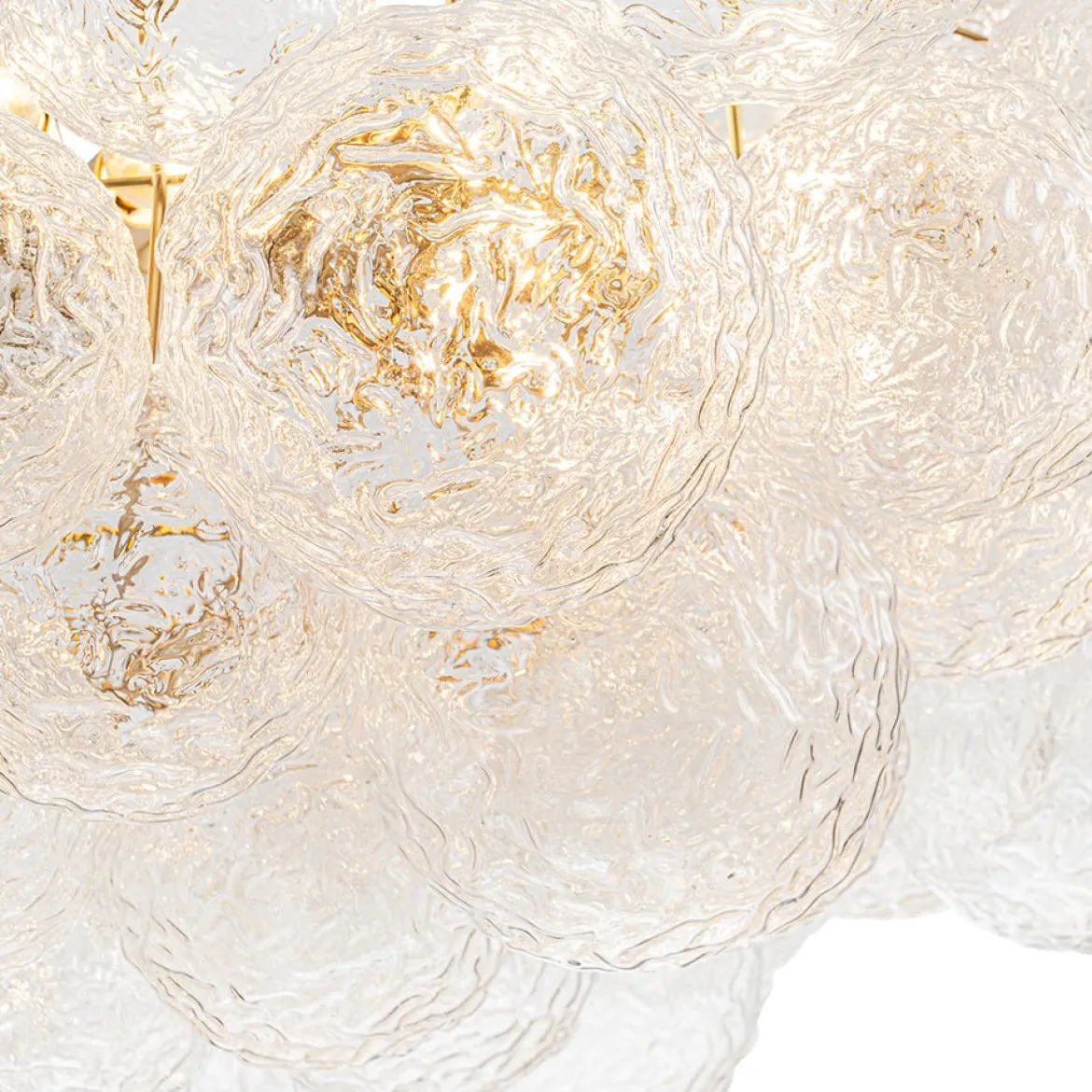 Luxe Large Cluster Rippled Glass Globe Round Bubble Chandelier