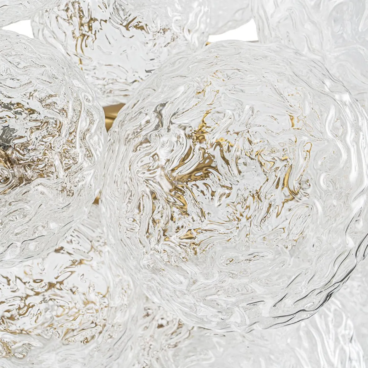 Luxe Large Cluster Rippled Glass Globe Round Bubble Chandelier