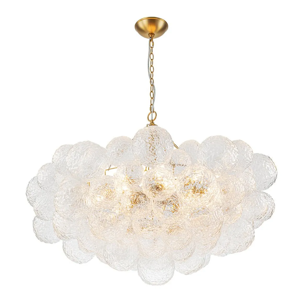 Luxe Large Cluster Rippled Glass Globe Round Bubble Chandelier