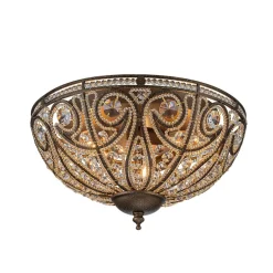 Luxe Moroccan Antique Bronze Crystal Ceiling Light