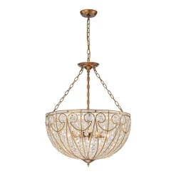 Luxe Moroccan Antique Bronze Crystal Round Cage Chandelier