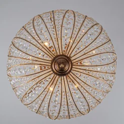Luxe Moroccan Antique Bronze Crystal Round Cage Chandelier