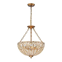 Luxe Moroccan Antique Bronze Crystal Round Cage Chandelier