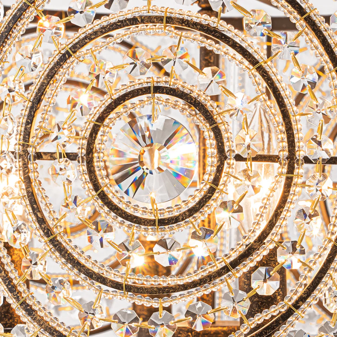 Luxe Moroccan Antique Crystal Drum Cage Chandelier