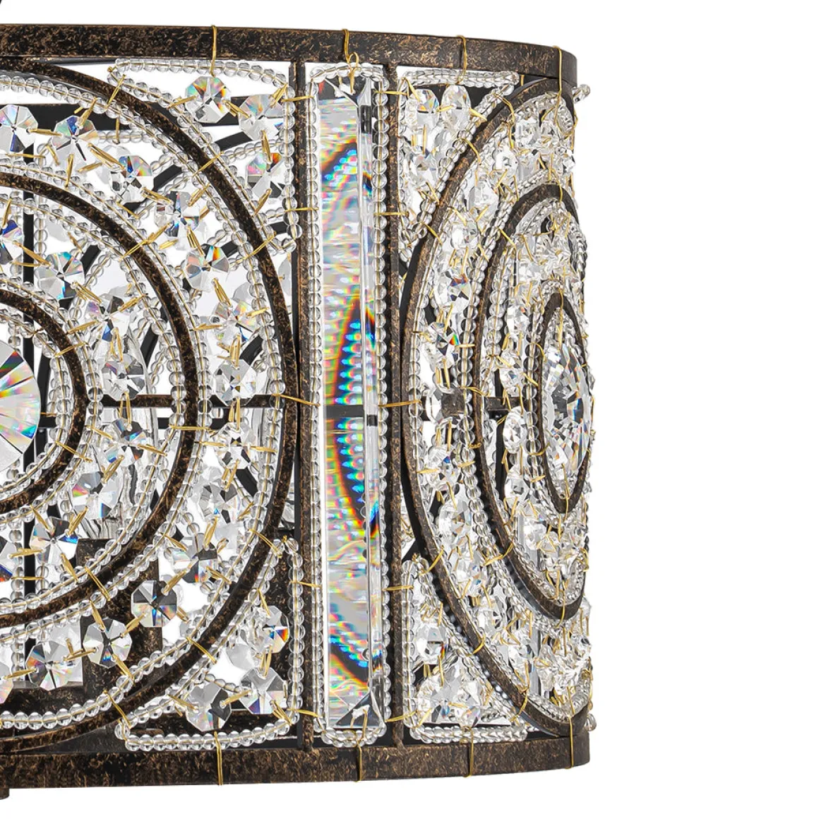 Luxe Moroccan Antique Crystal Drum Cage Chandelier
