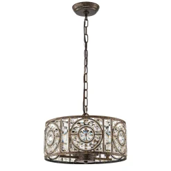 Luxe Moroccan Antique Crystal Drum Cage Chandelier