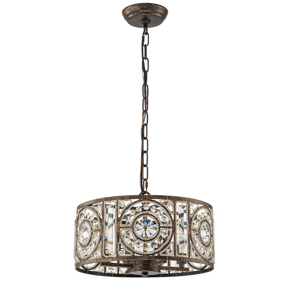 Luxe Moroccan Antique Crystal Drum Cage Chandelier