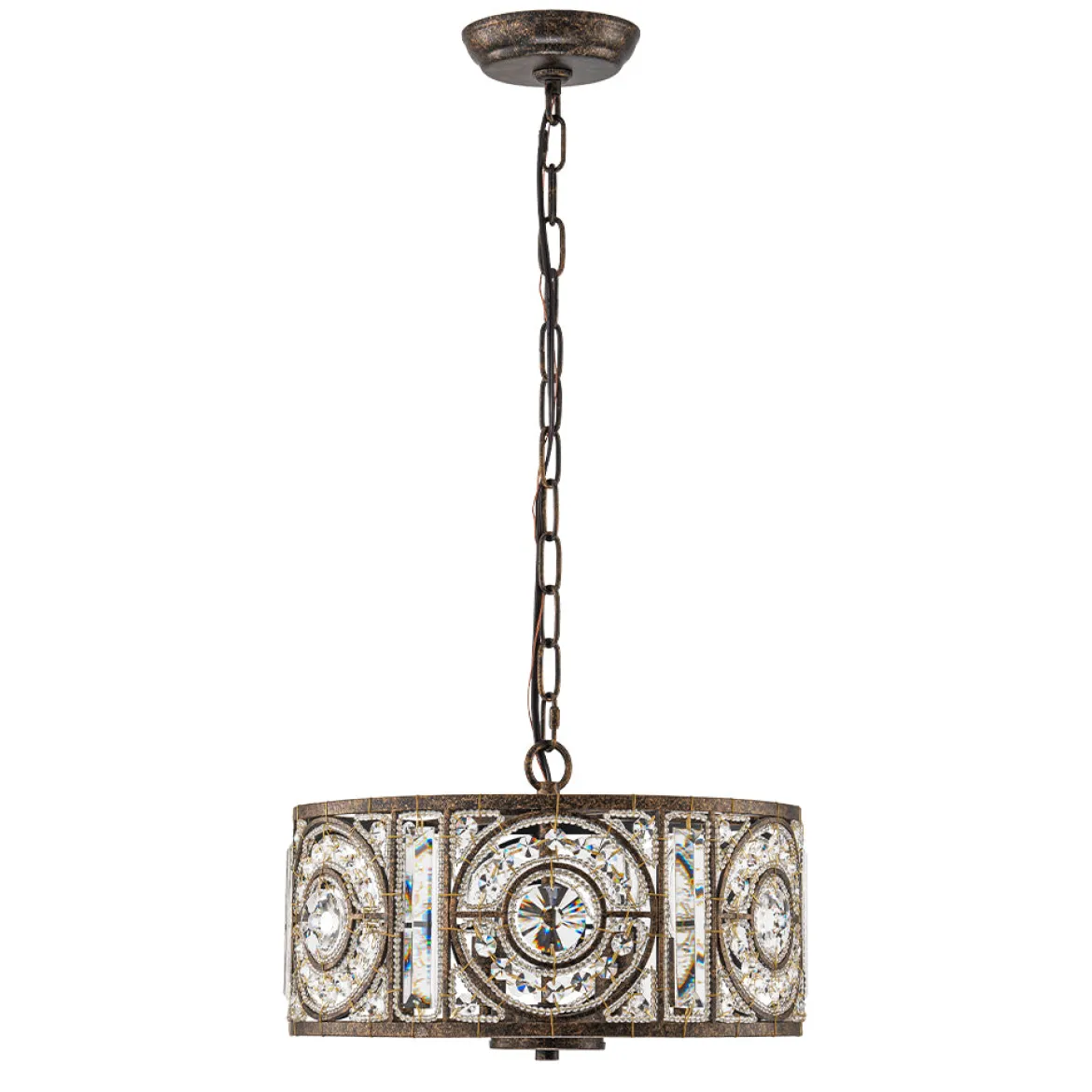 Luxe Moroccan Antique Crystal Drum Cage Chandelier