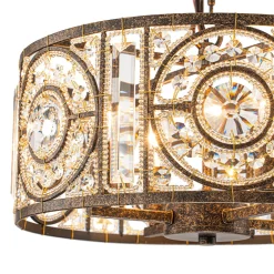 Luxe Moroccan Antique Crystal Drum Cage Chandelier