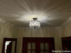 Luxe Moroccan Antique Crystal Drum Semi Flush Mount