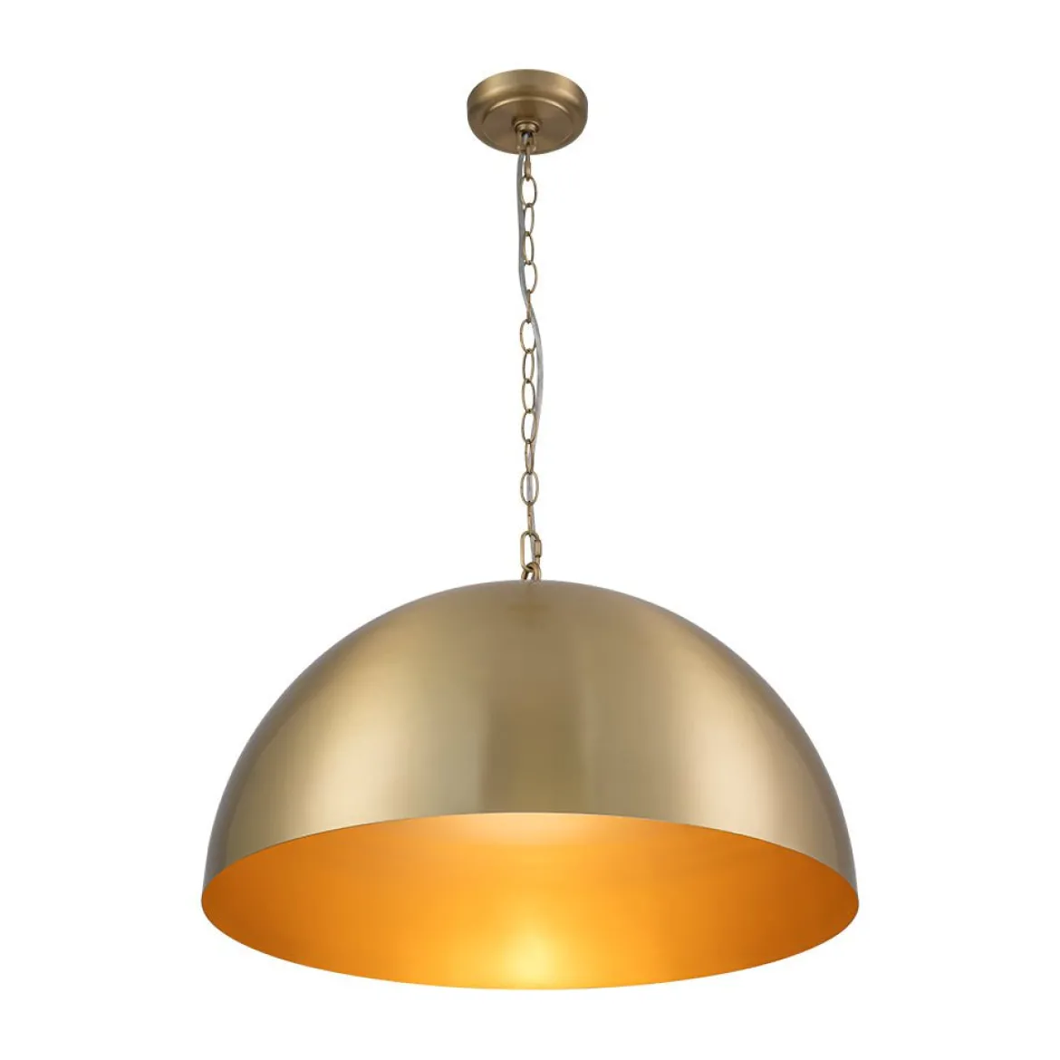 Luxe Oversized Brushed Brass Iron Large Dome Pendant Light