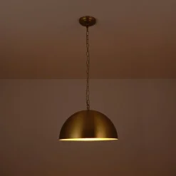 Luxe Oversized Brushed Brass Iron Large Dome Pendant Light