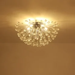 Luxury Bloom Dandelion Crystal Semi Flush Mount