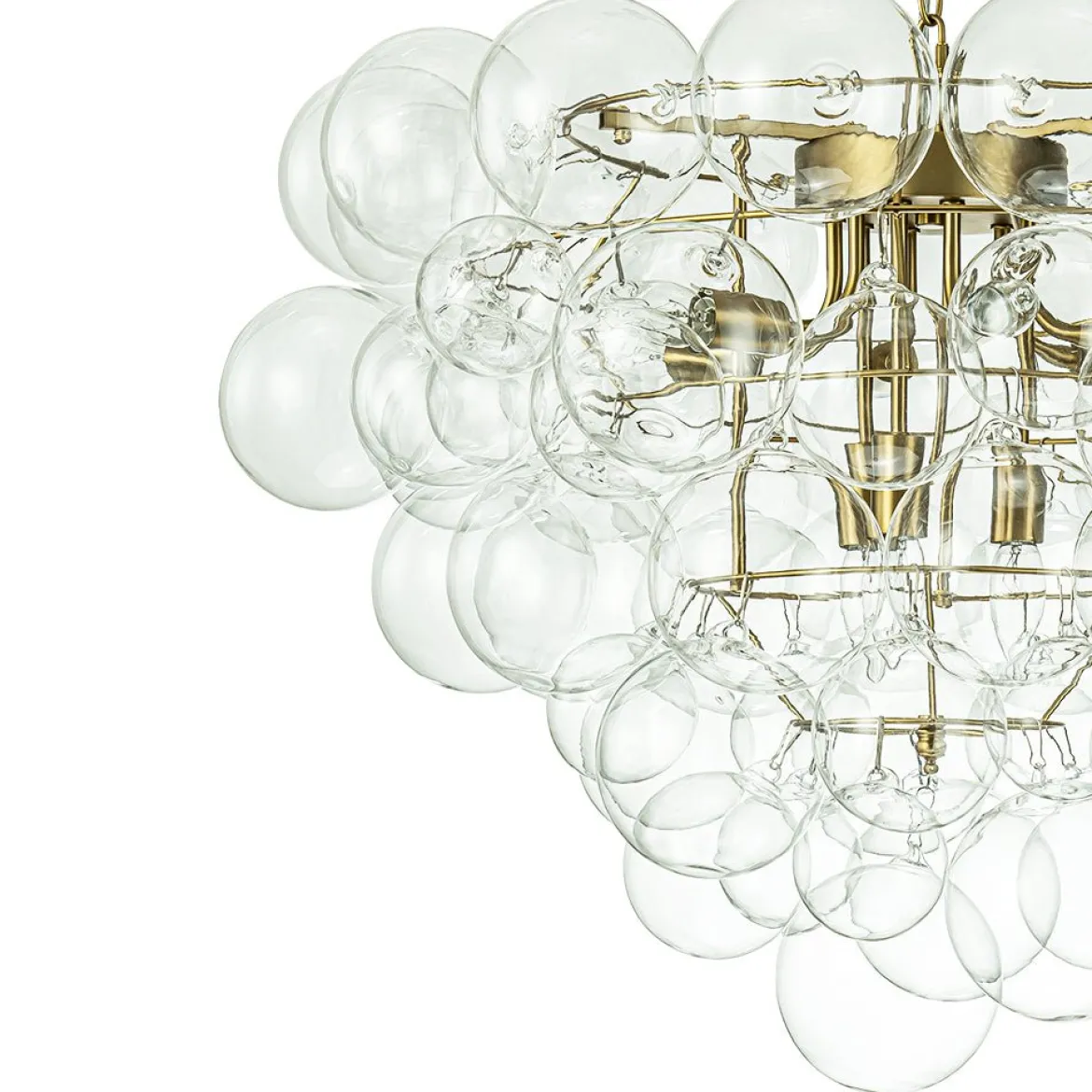 Luxury Brass Cluster Clear Glass Globe Bubble Chandelier