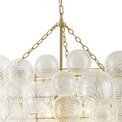 Luxury Cascade Cluster Ribbed Glass Bubble Entry Chandelier