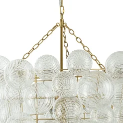 Luxury Cascade Cluster Ribbed Glass Bubble Entry Chandelier
