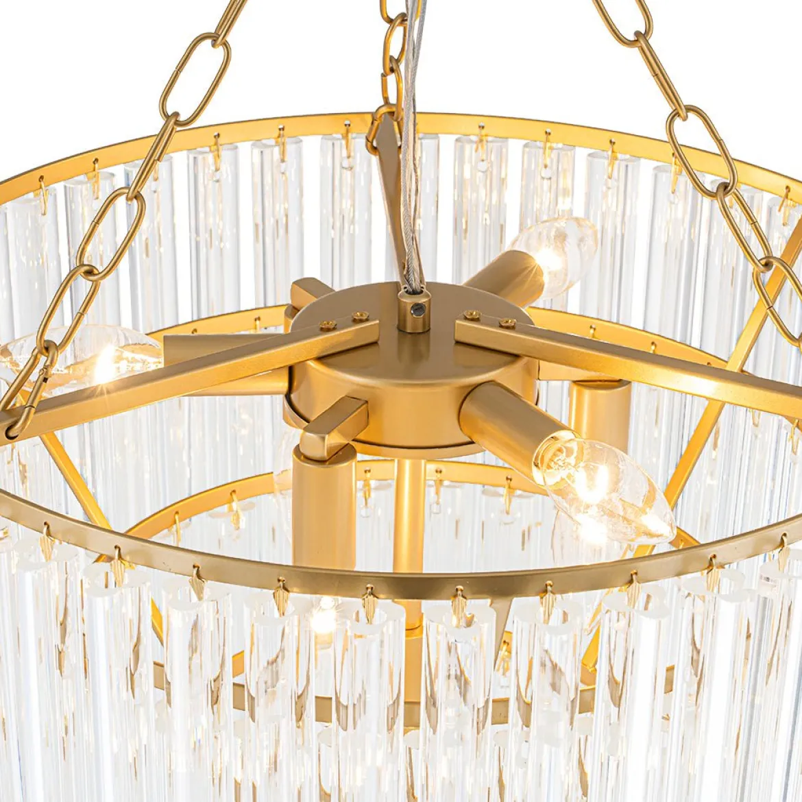 Luxury Cluster Glass Textured Tube Round Tiered Chandelier