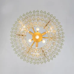 Luxury Cluster Glass Textured Tube Round Tiered Chandelier