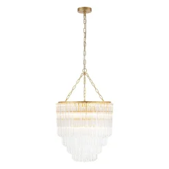 Luxury Cluster Glass Textured Tube Round Tiered Chandelier