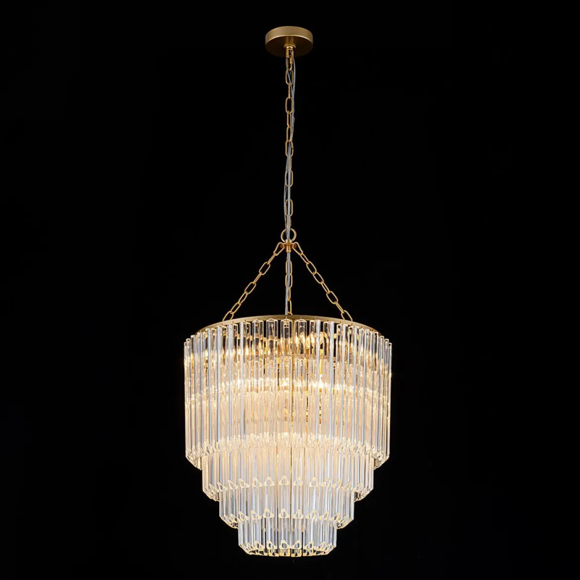 Luxury Cluster Glass Textured Tube Round Tiered Chandelier