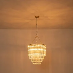 Luxury Cluster Glass Textured Tube Round Tiered Chandelier