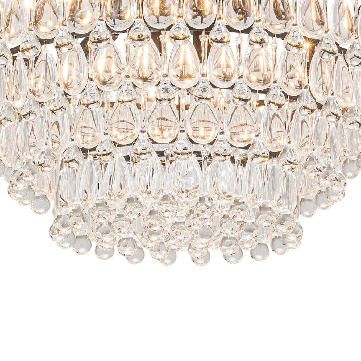 Luxury Glam Tiered Crystal Raindrop Round Chandelier